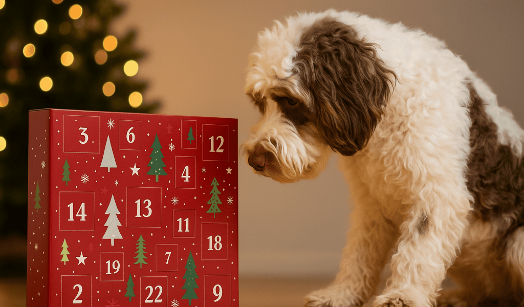 Labradoodle und Adventskalender im Fokus